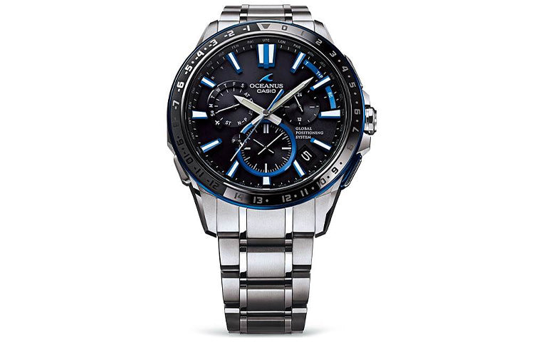 CASIO OCEANUS Series Japan Subject Black Watch Silver OCW-G1200-1A Mens Blue Analog OCW-G1200-1AQ
