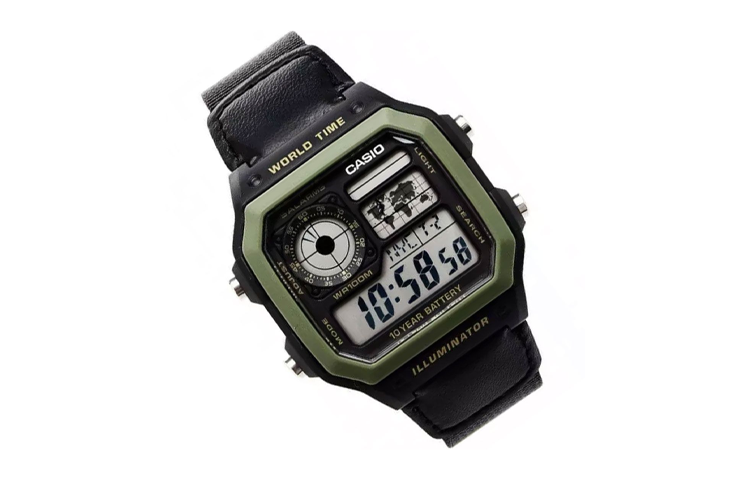 CASIO G Shock Battery Sports /Green Quartz Mens Black Digital AE-1200WHB-1B