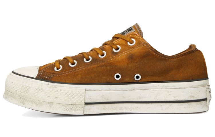 (WMNS) Converse Chuck Taylor All Star Canvas Rust Platform Low Top Thick Sole Dirty Shoes Yellow White 565762C