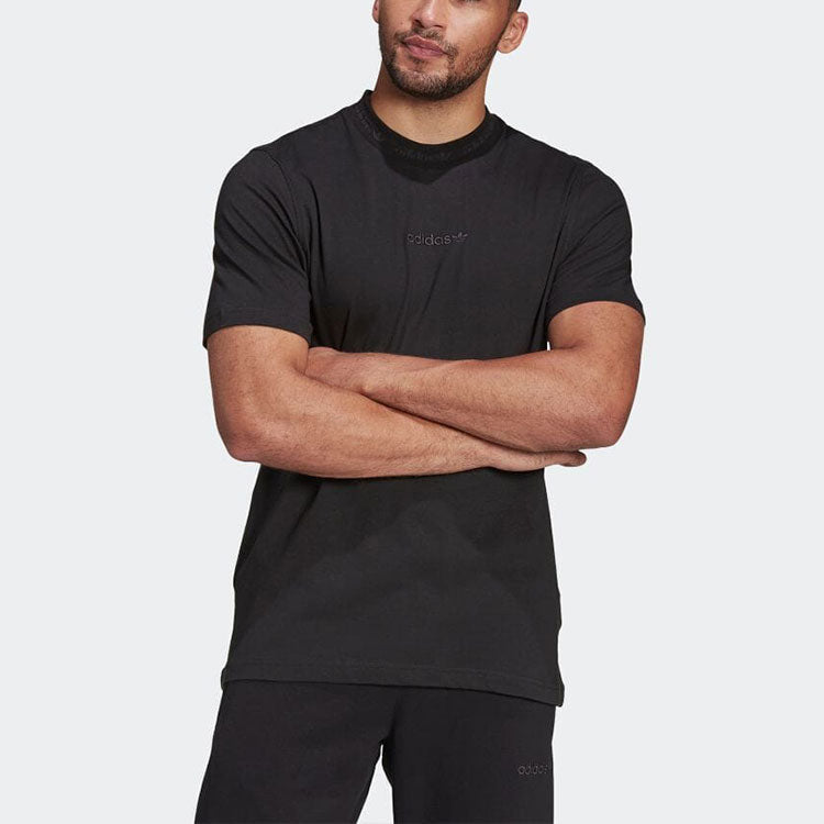Men's adidas originals Solid Color Alphabet Logo Printing Straight Short Sleeve Japanese Version Black T-Shirt HM2660