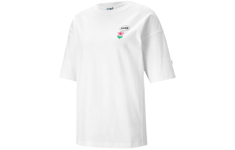 (WMNS) PUMA Downtown Printing Round-neck White 531438-02