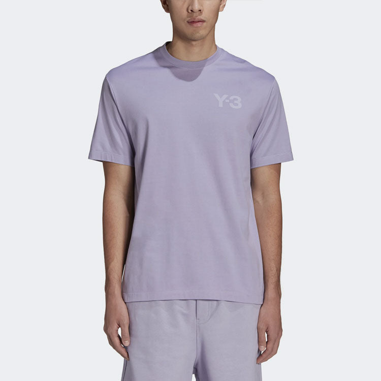 Men's Y-3 SS21 Cotton Round Neck Short Sleeve Lavender T-Shirt GV4115