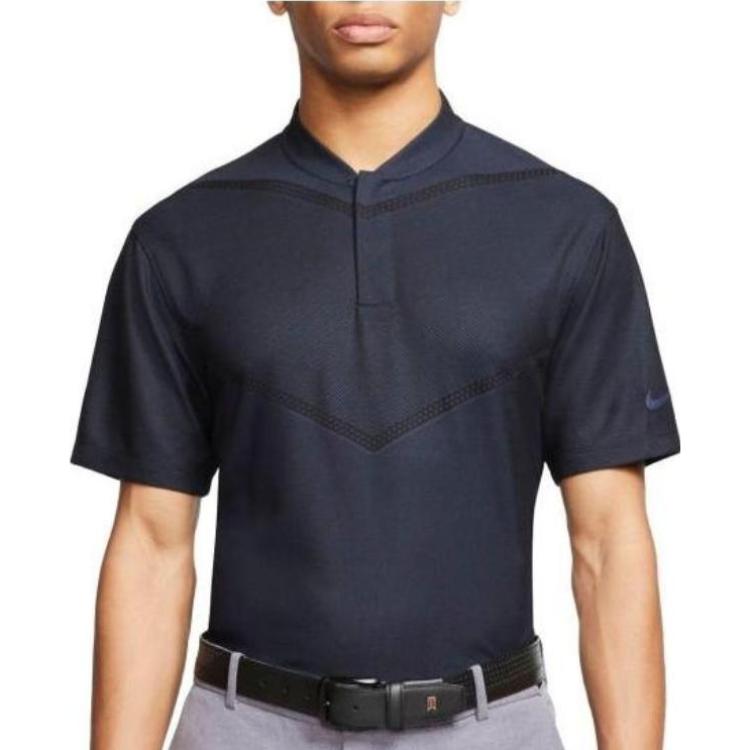 Men's Nike Golf Dri-FIT Tiger Woods Solid Color Sports Short Sleeve polo Navy Blue Polo Shirt CT3798-451