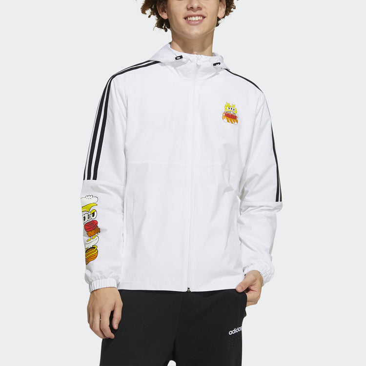 adidas neo M Freye Wb 2 Printing Pattern Stripe Hooded Jacket White GP5648