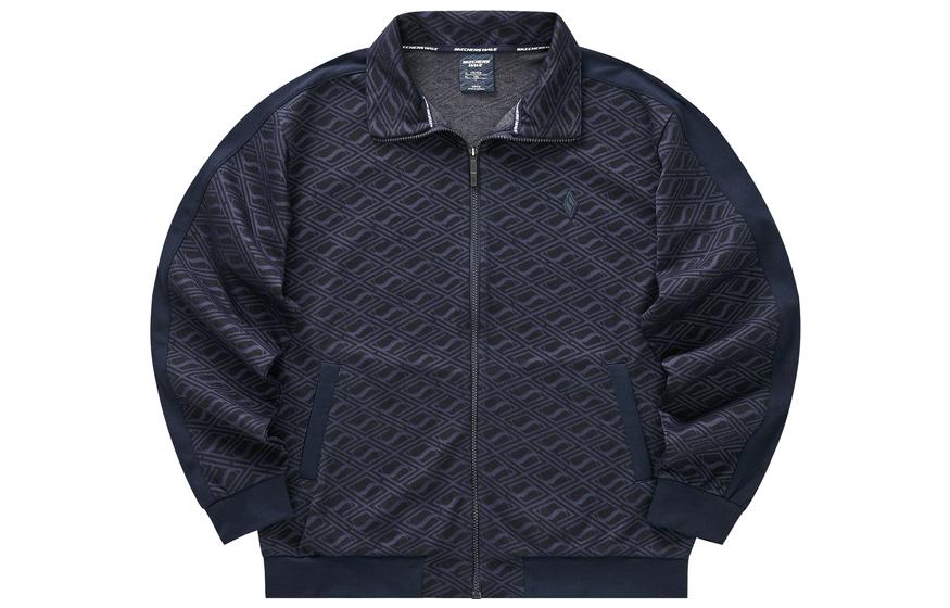Skechers Full Print Embossed Zip-up Collar Jacket 'Black White' L422M081