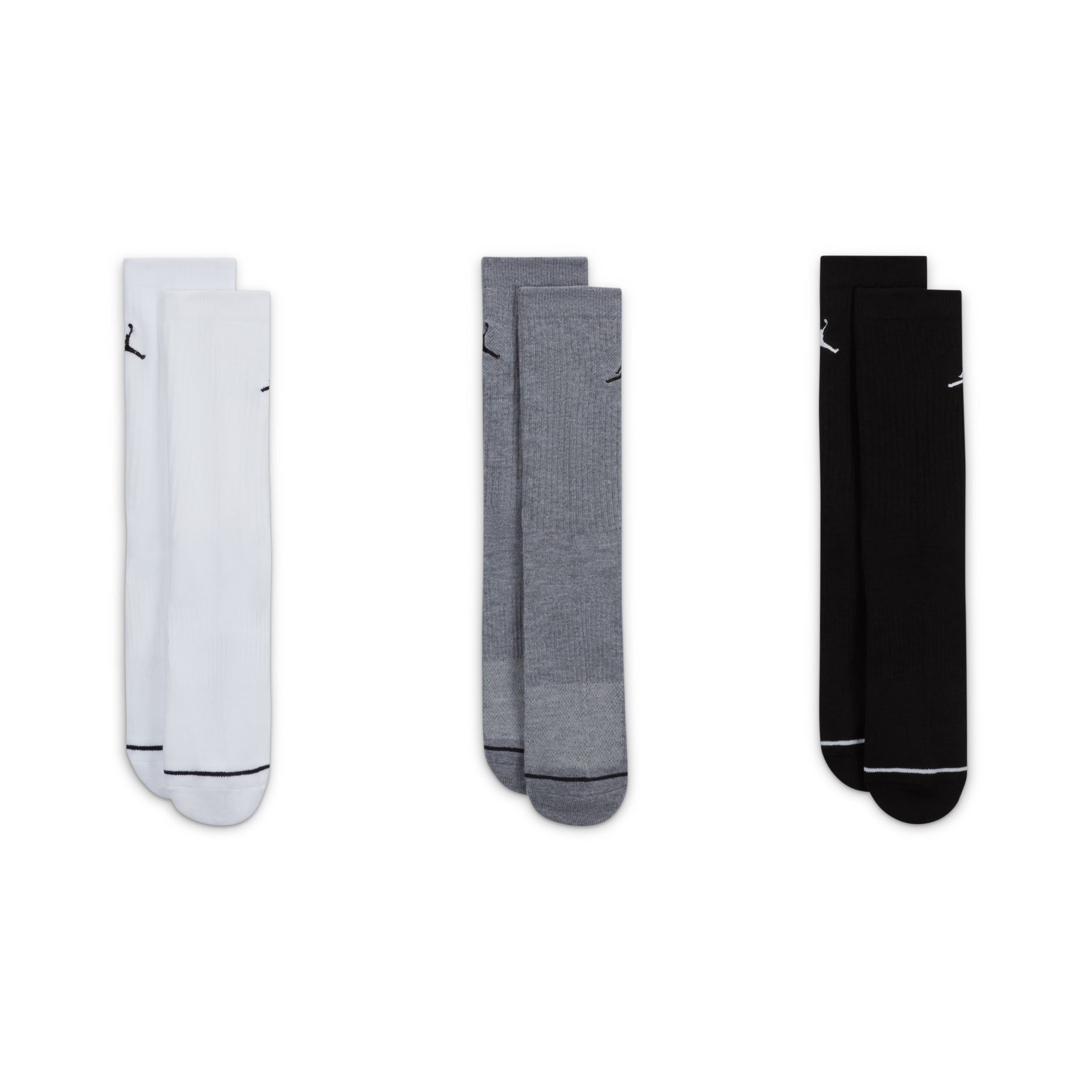 Air Jordan Everyday Crew Socks 3 Pairs 'White Grey Black' DX9632-914