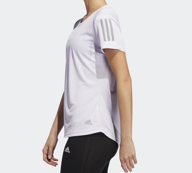 (WMNS) adidas Own The Run Tee Reflective Printing Sports Short Sleeve White FN5871