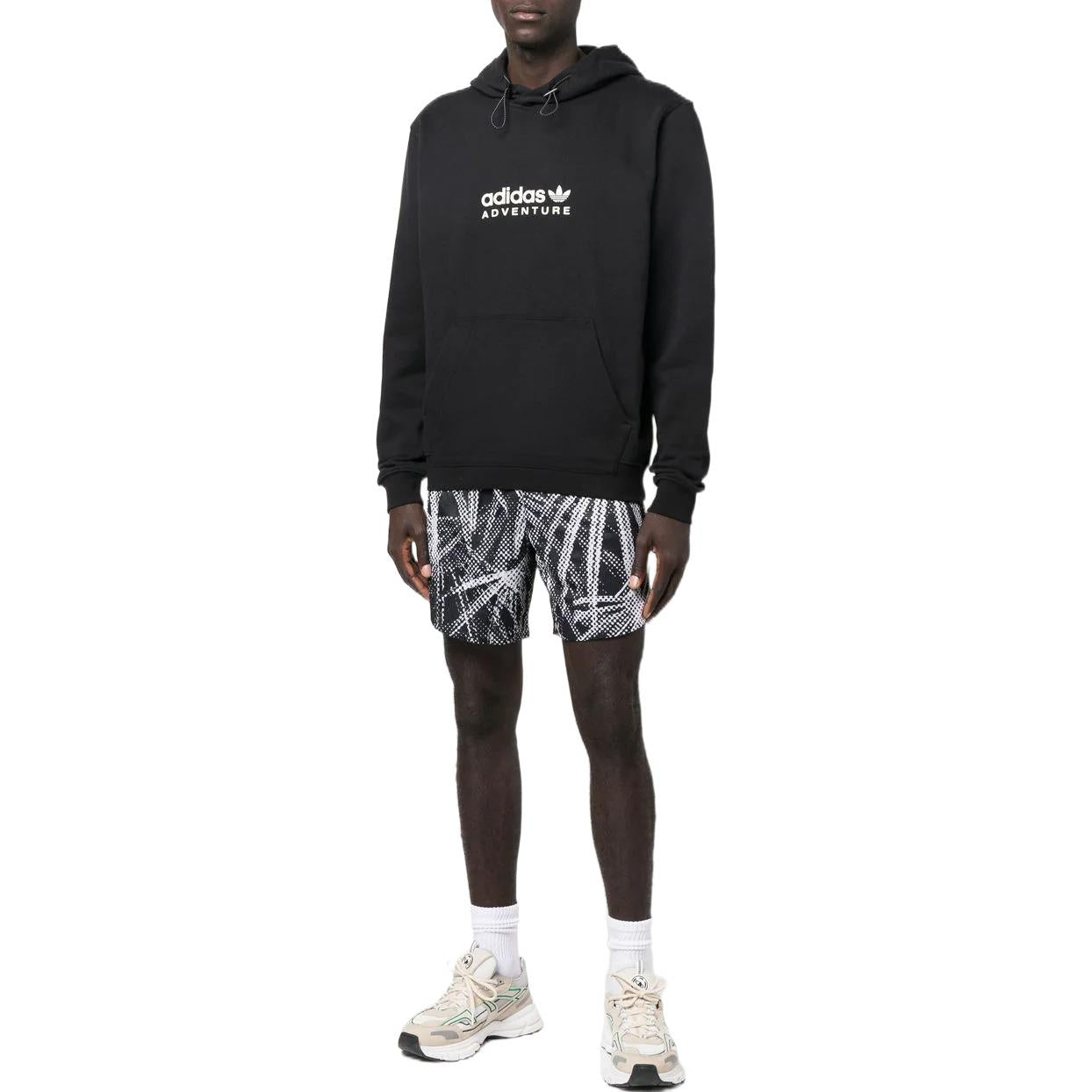 Men's adidas Pattern Printing Straight Shorts Black HB6519
