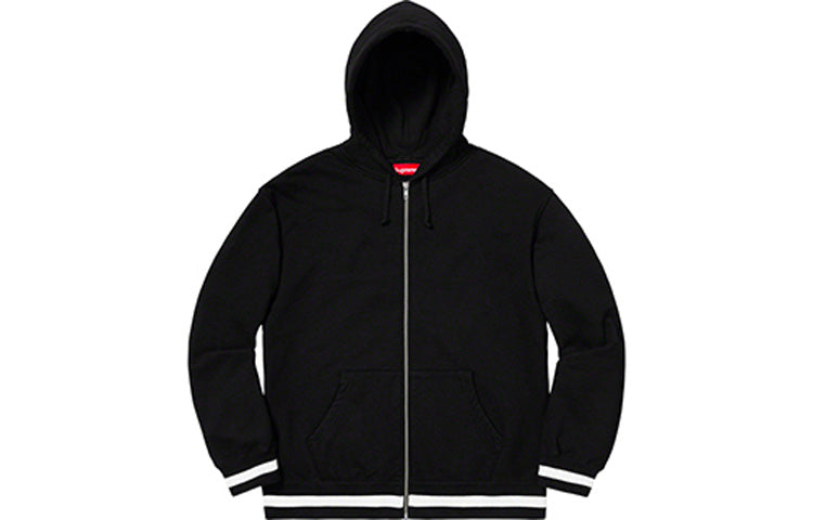 Supreme SS19 Old English Stripe Zip Up Sweatshirt Black Logo SUP-SS19-605