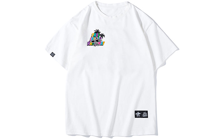 PJs Vigor Beach Pattern Printing Short Sleeve Unisex White 20SSTS1030-P