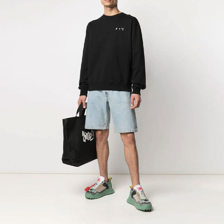 Off-White SS21 Logo Printing Round Neck Long Sleeves Version Black OMBA025S21FLE0031001