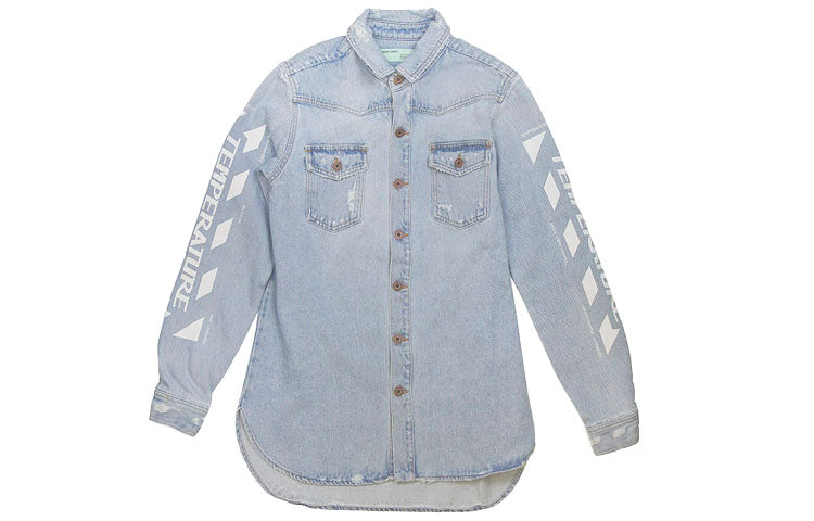 Off-White Temperature C/O Virgil Abloh Men's Temperature Denim Shirt Light Blue OMYD001S183860237101