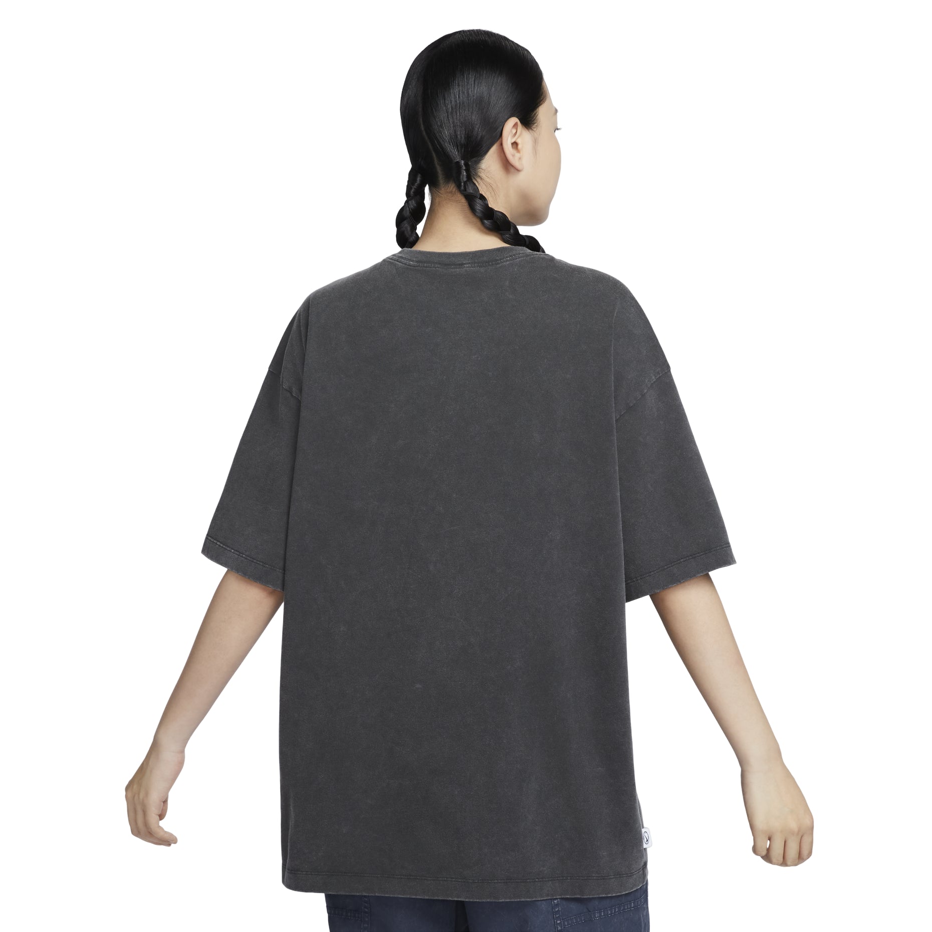 (WMNS) Nike Sportswear Oversized Graphic T-Shirt Asia Sizing 'Washed Black' HF6292-060