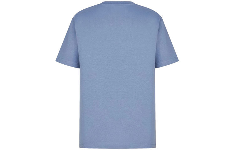 DIOR SS21 Cotton Knit CD Embroidered Short Sleeve Unisex Blue 943J605A0554-C584