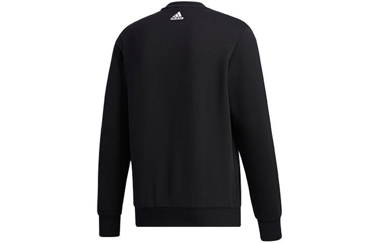 adidas Printing Round Neck Pullover Athleisure Casual Sports Knit Black GH4414