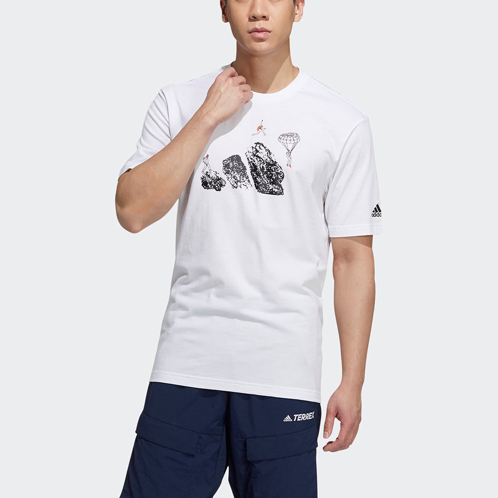 adidas Jump Gfx Ss T Cartoon Pattern Printing Sports Short Sleeve White H20793