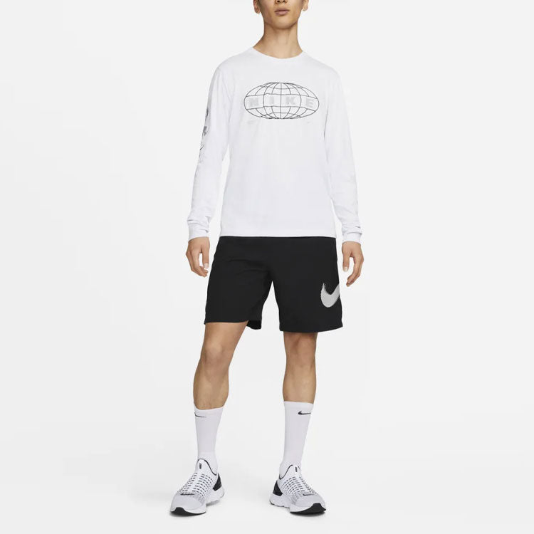 Men's Nike Casual Geometry Pattern Printing Round Neck Pullover Long Sleeves White T-Shirt DR7542-100