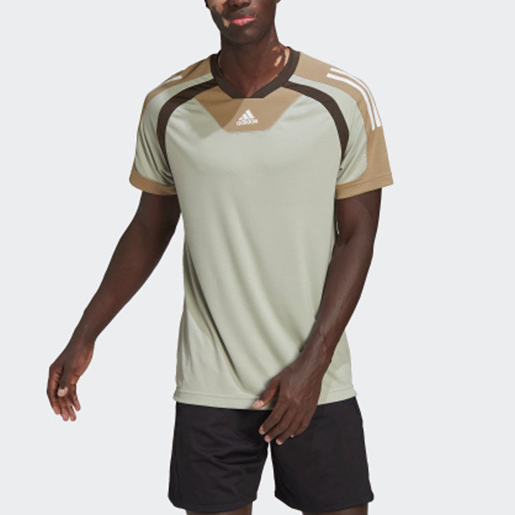 Men's adidas Logo Contrasting Colors Sports Short Sleeve Green T-Shirt HP1883