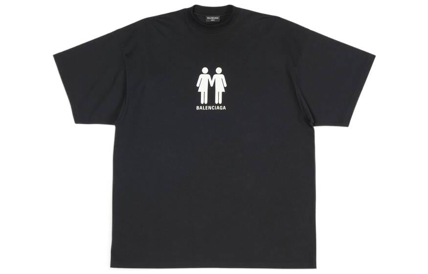 Balenciaga Pride 22 Oversized Cotton T-Shirt 'Black White' 694576TMVO21070