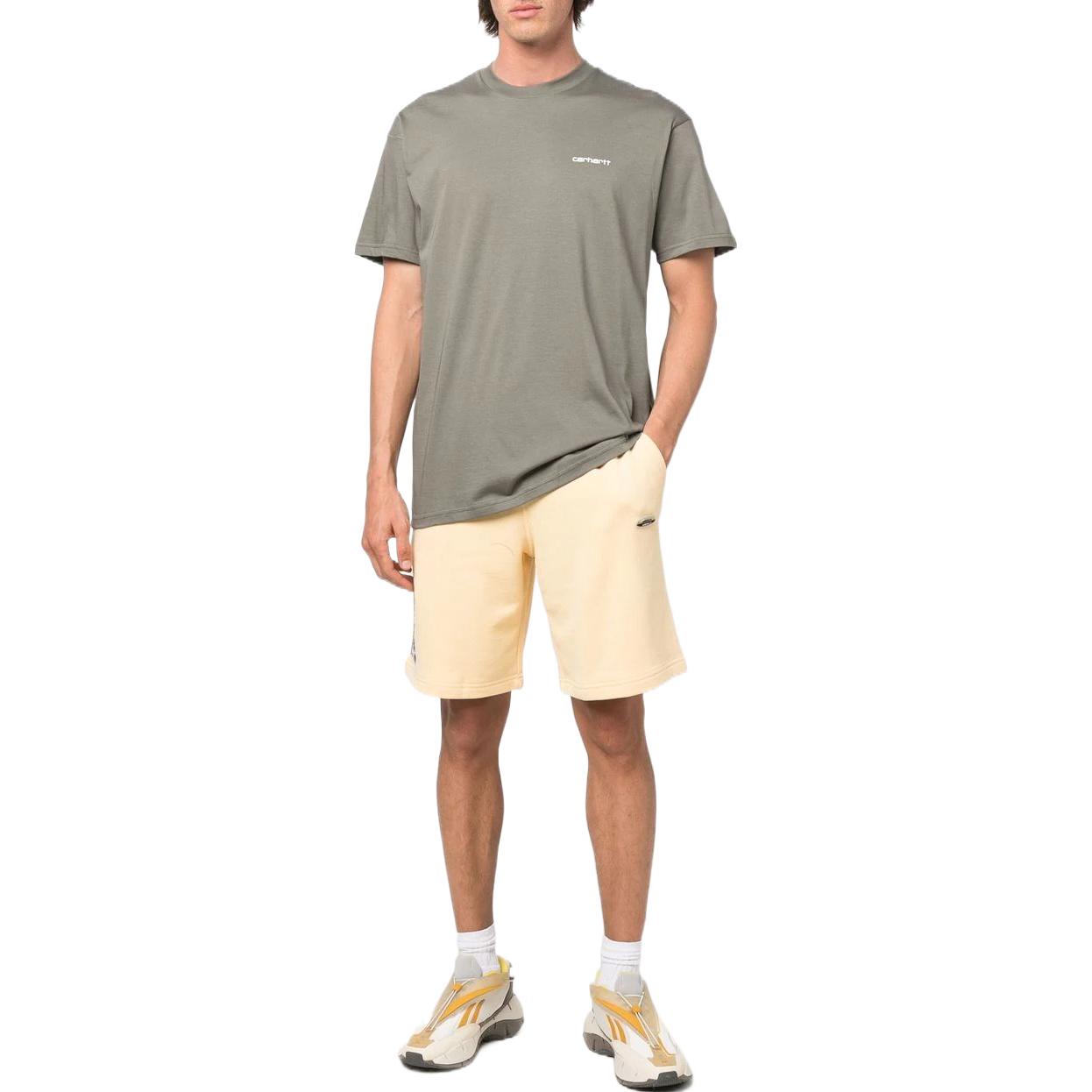 Men's adidas Logo Solid Color Lacing Elastic Waistband Side Pocket Shorts Light Yellow HC9468