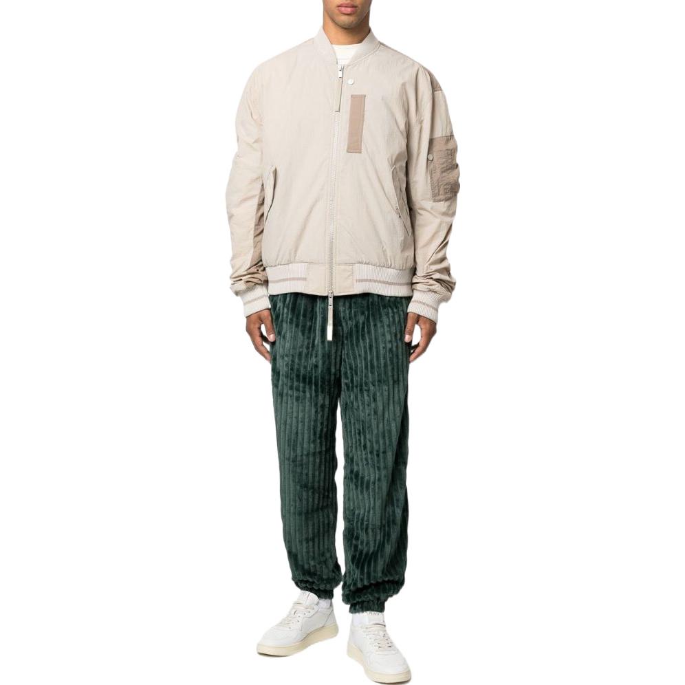 adidas Solid Color Lacing Elastic Waistband Fleece Lined Bundle Feet Sports Pants Men's Green HK7462