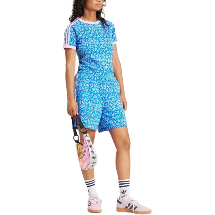 (WMNS) adidas Kseniaschnaider Graphic Print Cali T-shirt Asia Sizing 'Blue Pink' IU2507