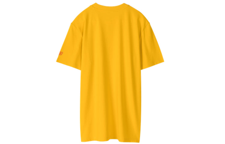 Men's Skechers Sports Alphabet Printing Short Sleeve Gold Color SMLC219M025-00D8