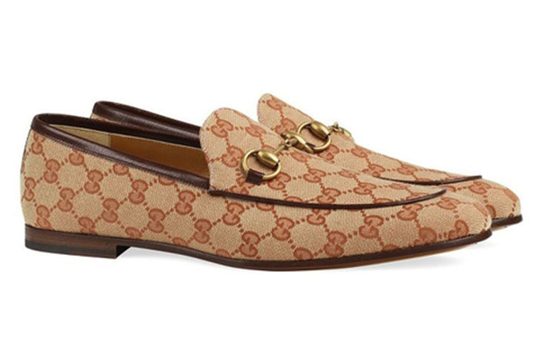 Gucci Jordaan Literature And Art Casual Flat Loafers Shoes Light Nrown 430088-9Y9W0-8369