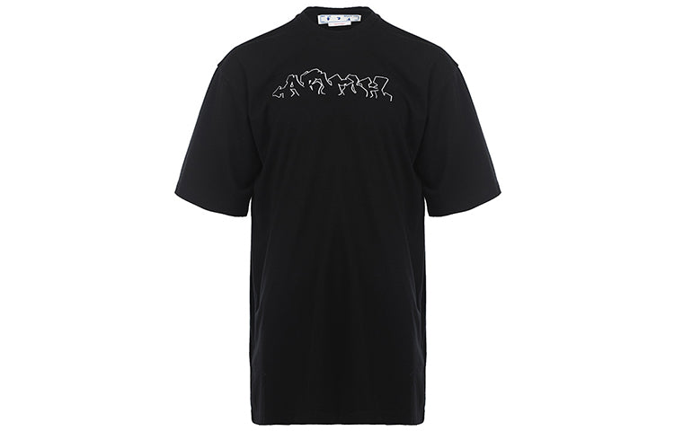 Men's Off-White SS22 Alphabet Cartoon Pattern Printing Short Sleeve Version Black OMAA125S22JER0071018