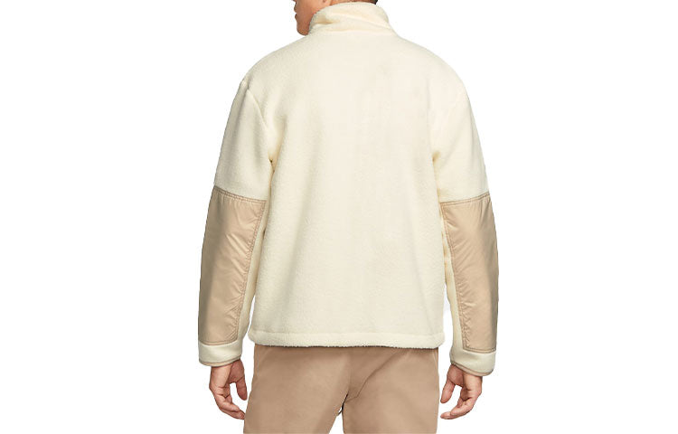 Nike sportswear Contrast Color Stitching Suede Stand Collar Jacket Beige DO3435-715