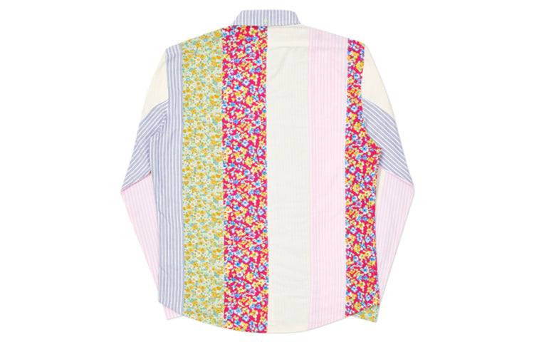 PALACE Floral Stripe Splicing Long Sleeves White Shirt PAL-FW20-122