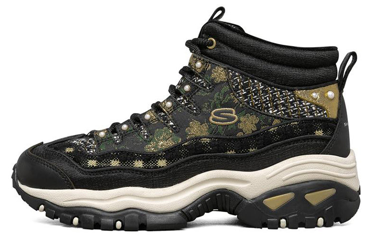 (WMNS) Skechers Energy High-Top Running Shoes Black/Gold 149482-BKGD