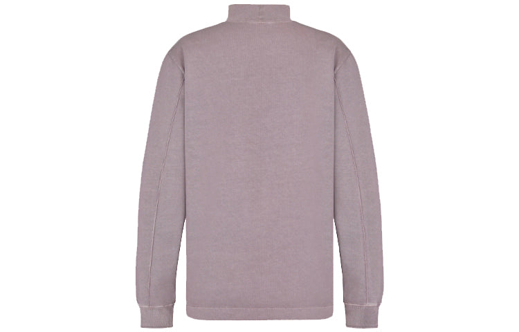 Men's DIOR SS22 Embroidered Logo Pattern Loose Long Sleeves Lavender T-Shirt 213J649A0554-C440