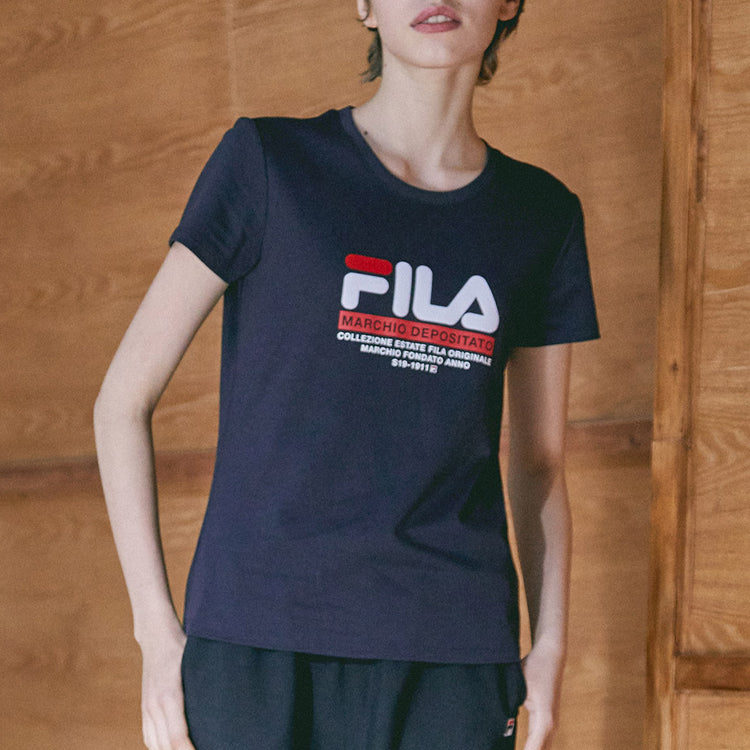 (WMNS) FILA Classic Short Sleeve Blue T-Shirt F61W028121F-NV