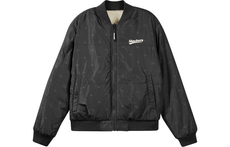 (WMNS) Skechers Logo Print Pattern Zip Reversible Jacket 'White Black' L422W011