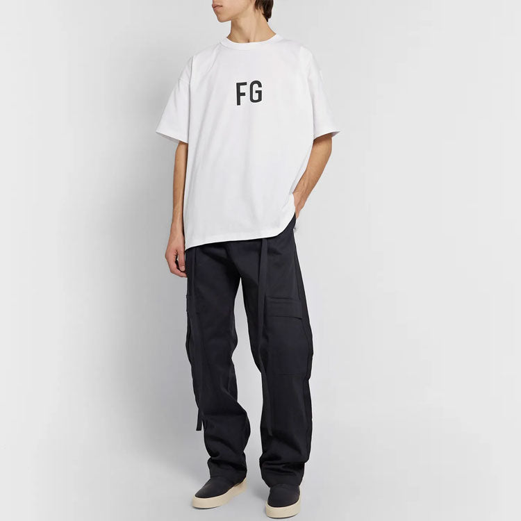 Men's Fear of God Classic FG Logo Printing Large White FOG-FW19-44