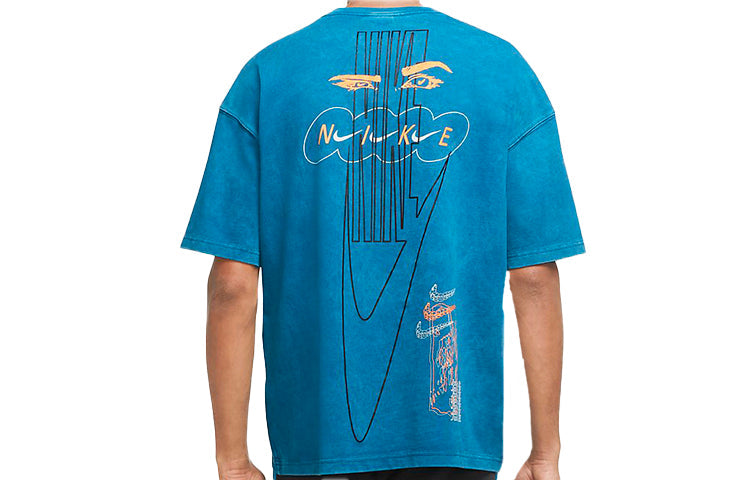 Nike Sportswear Logo Round Neck Short Sleeve Blue DC2729-301