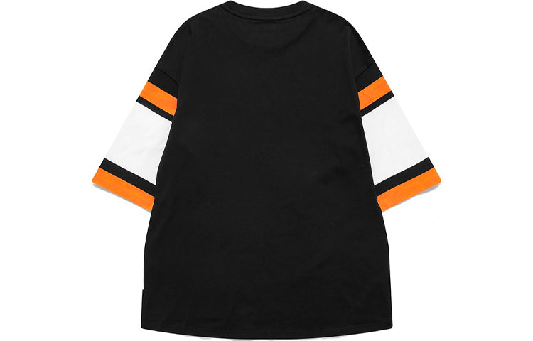 FILA FUSION Stripe Loose Knit Short Sleeve Black T11M125117F-BK