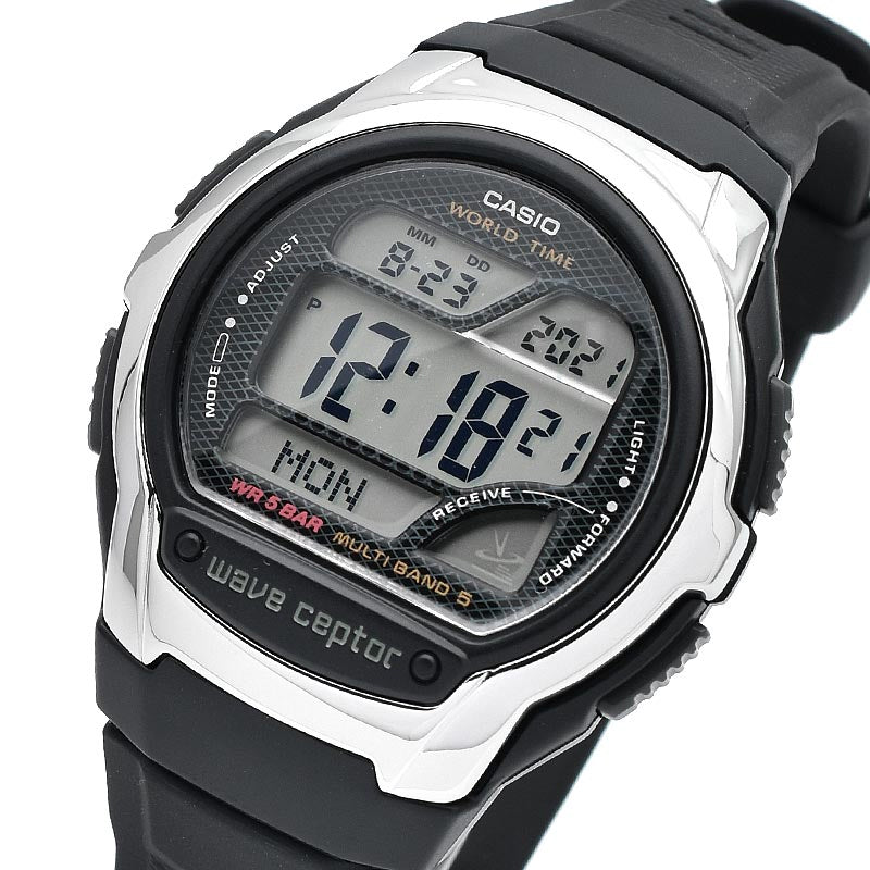 Men's CASIO Fashion Casual Stainless Steel Strap Quartz Stopwatch Business Watch Mens Black Digital WV-58R-1AJF