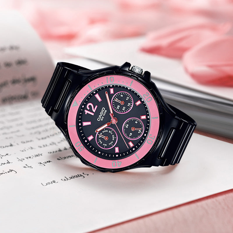 CASIO Waterproof Sports Quartz BlackPink Analog LRW-250H-1A2