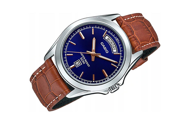 Men's CASIO STANDARD Series Retro Watch Strap Blue Dial Mens Blue Analog MTP-1370L-2A