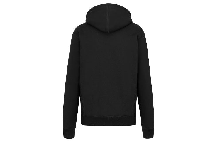 Men's DIOR SS21 Flowers Logo Embroidered Printing Loose Classic hooded Sports Black 113J688A0531-C984