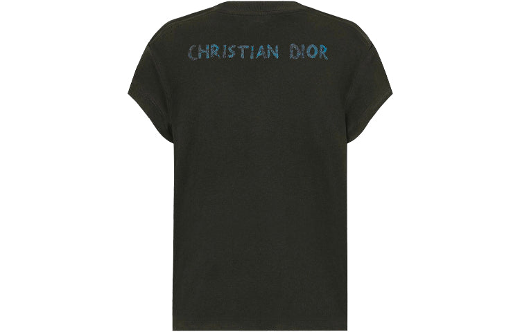 DIOR SS21 Heart Beat Printing Knit Short Sleeve Black 143T21A4464-X9000