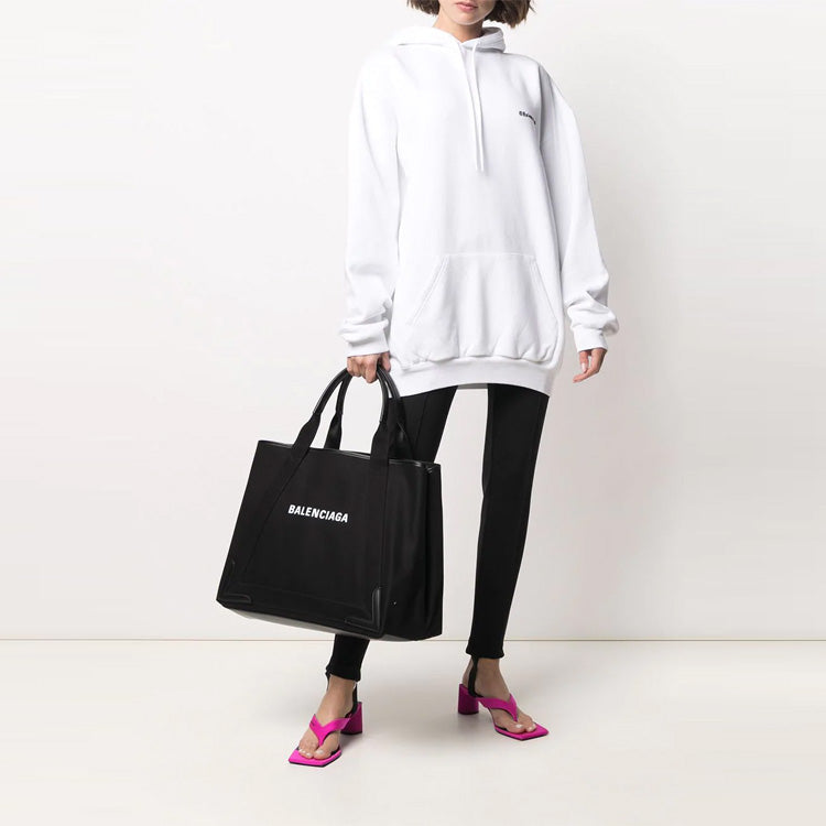 (WMNS) Balenciaga SS21 Small Label Logo Cotton Hoodie White 578135TJV859040