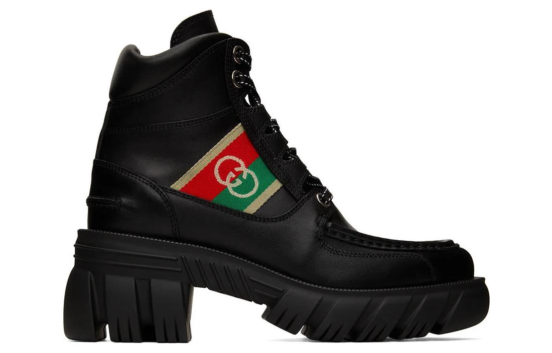 (WMNS) Gucci Interlocking Lace-Up Boots 'Black' 663594-DTNE0-1080