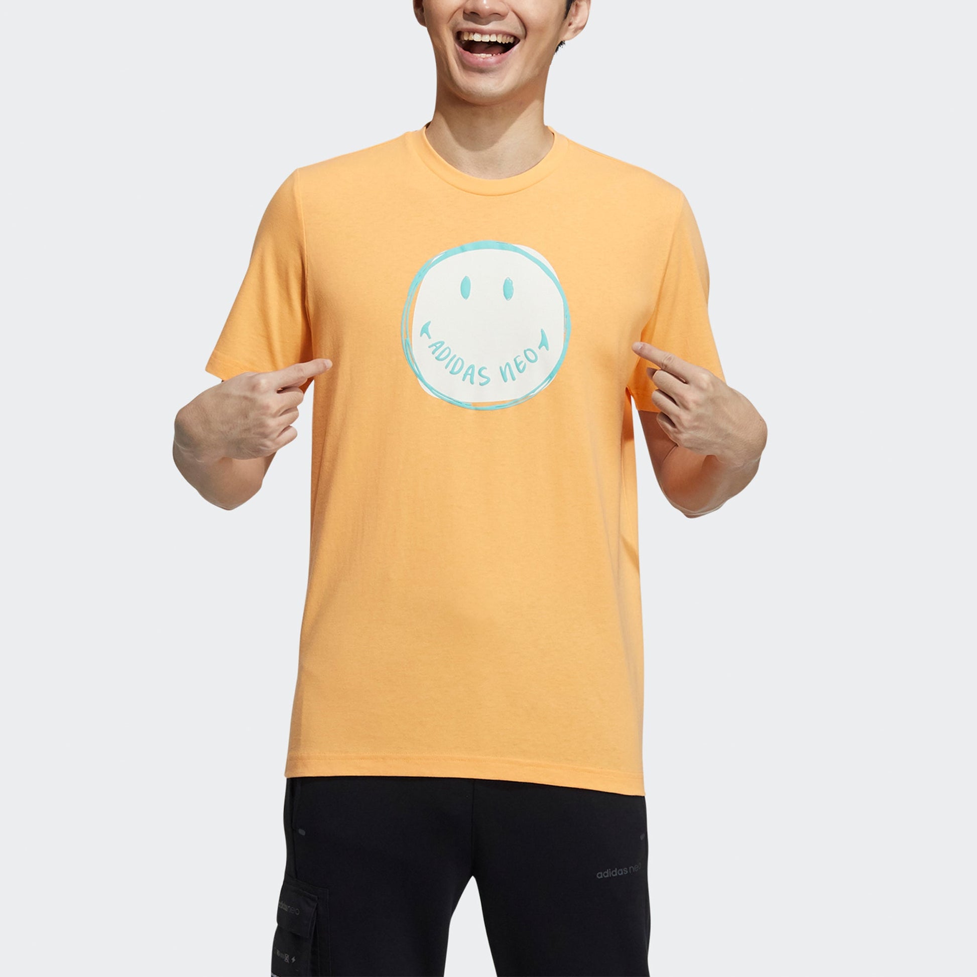 adidas neo M Smly Tee 1 Smiling Face Printing Sports Round Neck Short Sleeve Orange Yellow GP5780