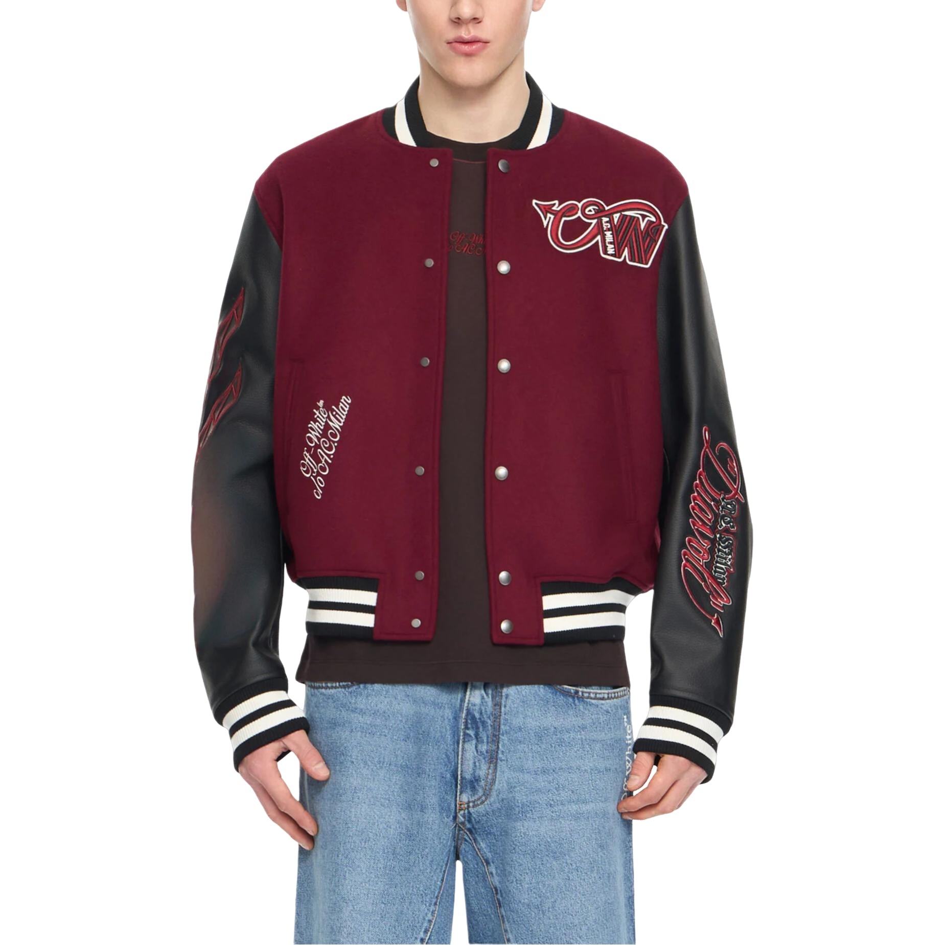 Off-White x c/o AC Milan Varsity Jacket 'Black Red' 44MEA305G25F002125