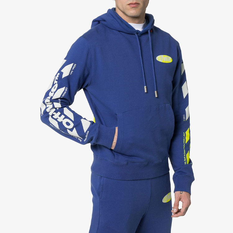 Off-White MENS SS19 Spilt Logo Slim Hoody Blue OMBB034S190030063060