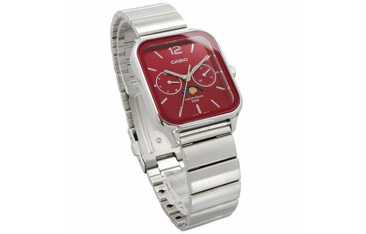 CASIO Analog 'Silver Burgundy' MTP-M305D-4AV