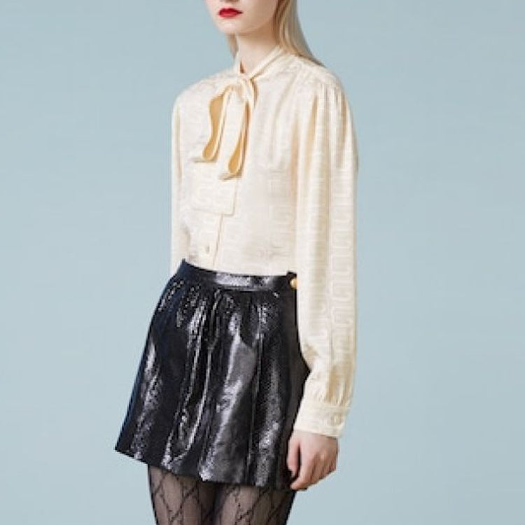 (WMNS) Gucci Squared Interlocking G Silk Shirt 'Ivory' 746912-ZAM5A-9210